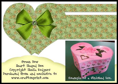 Heart Shaped Box - Green Bow