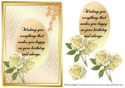 Card with Verse - Off White Roses
