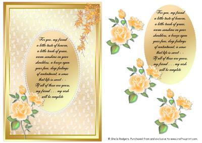 Card with Verse - Pale Orange Roses