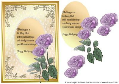 Card with Verse - Purple Roses