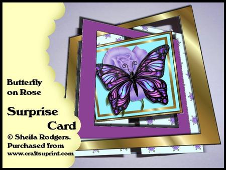 Surprise Card - Butterfly on Rose
