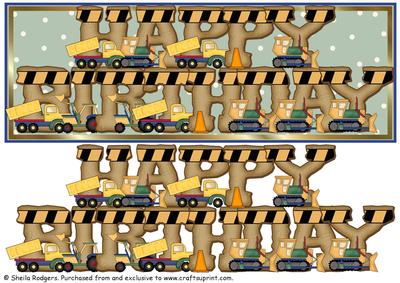 Large Dl Card - Construction Vehicles Birthday