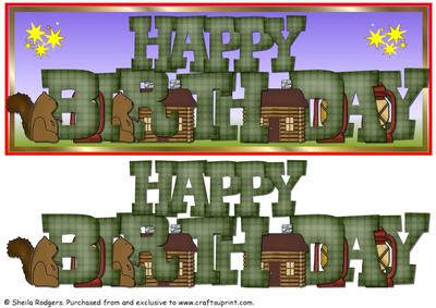 Large Dl Card - Log Cabin Birthday