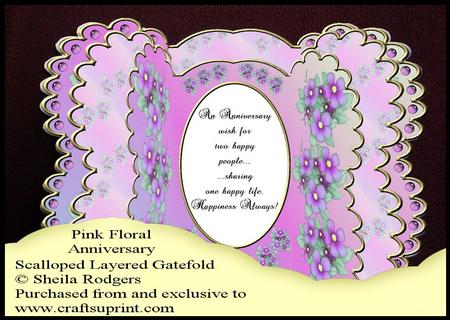 Scalloped Layered Gatefold - Pink Floral Anniversary
