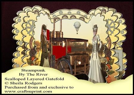 Scalloped Layered Gatefold - Steampunk by the River