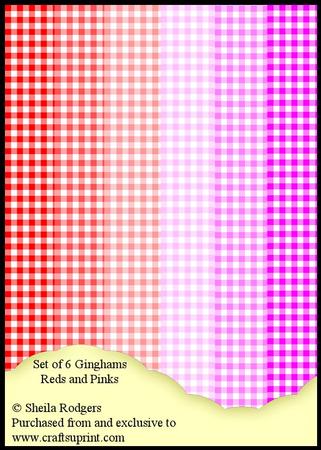 Set of 6 Ginghams - Reds and Pinks