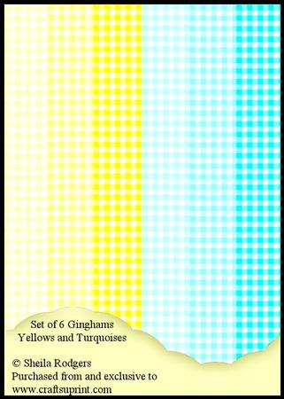 Set of 6 Ginghams - Yellows and Turquoises
