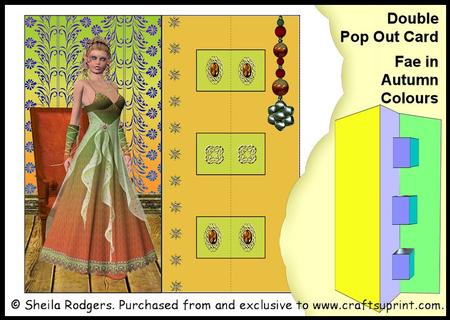Double Pop Out Card - Fae in Autumn Colours