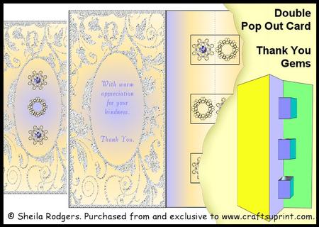 Double Pop Out Card - Thank You Gems