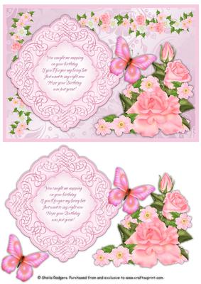 Butterfly and Roses Belated Birthday