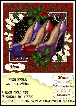 8 Inch Card Kit - High Heels and Flowers - Multi-lingual