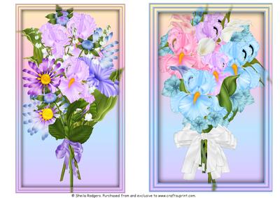 Set of 2 Chisel Framed Mixed Bouquet Toppers