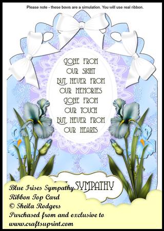 Ribbon Top Card - Blue Irises Sympathy