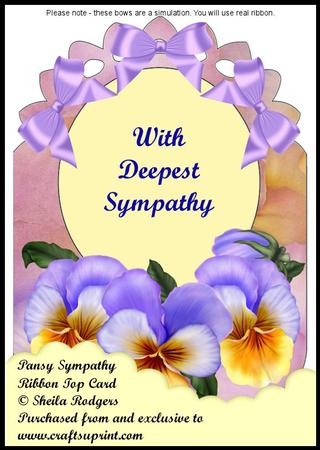 Ribbon Top Card - Pansy Sympathy