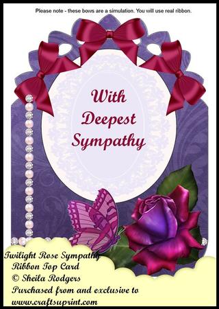 Ribbon Top Card - Twilight Rose Sympathy