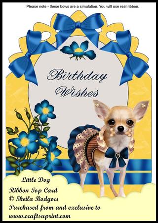 Ribbon Top Card - Little Dog