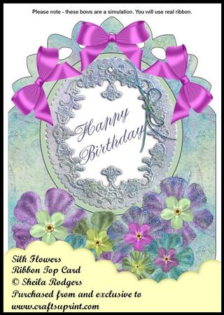 Ribbon Top Card - Silk Flowers