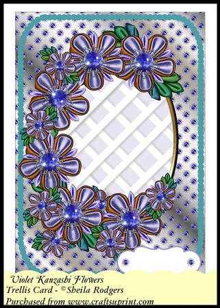 Trellis Card Kit - Violet Kanzashi Flowers