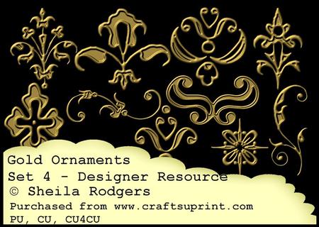 Designer Resource - Gold Ornaments Set 4