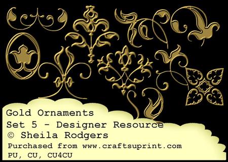 Designer Resource - Gold Ornaments Set 5
