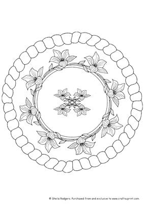Digital Stamp - Flower Ring in Round Frame