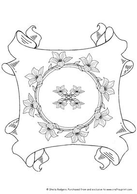 Digital Stamp - Floral Ring on Scroll
