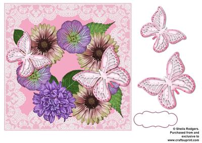 Pink Butterflies on Lace