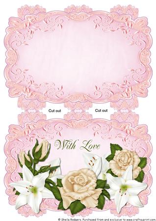 Pink Strip Card Mini Kit - Ivory Roses and Lilies