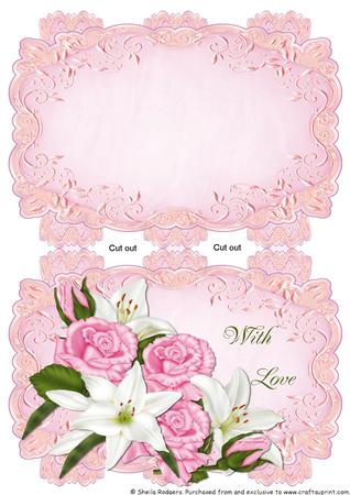 Pink Strip Card Mini Kit - Pink Roses and Lilies