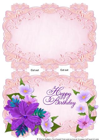 Pink Strip Card Mini Kit - Mixed Flowers Birthday