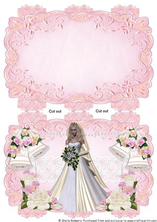 Pink Strip Card Mini Kit - Wedding Bells, Bride and Roses