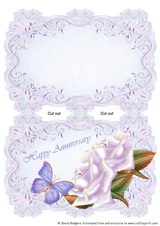 Mauve Strip Card Mini Kit - Diamante Butterfly on Roses