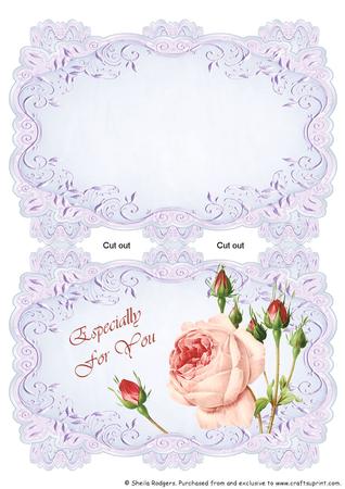 Mauve Strip Card Mini Kit - Pink Cabbage Rose