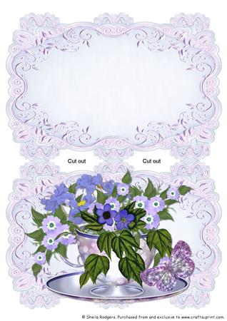 Mauve Strip Card Mini Kit - Posy in a Teacup