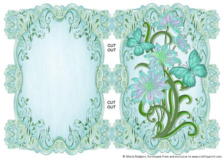 Green Strip Card Mini Kit - Turquoise Butterflies