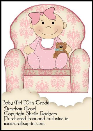 Armchair Easel - Baby Girl with Teddy