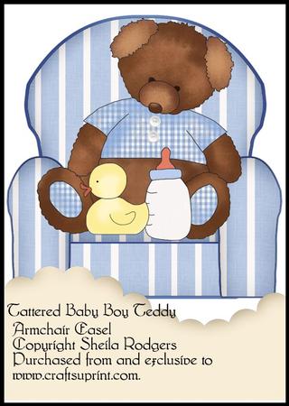 Armchair Easel - Tattered Baby Boy Teddy