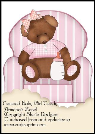 Armchair Easel - Tattered Baby Girl Teddy