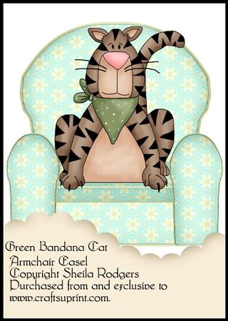 Armchair Easel - Green Bandana Cat