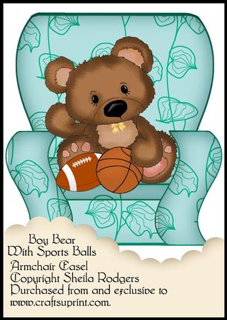 Armchair Easel - Boy Bear with Sports Balls