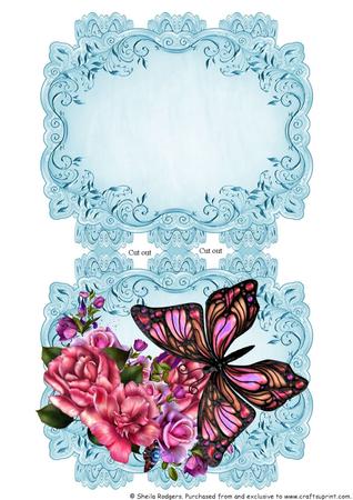 Aqua Strip Card Mini Kit - Butterfly & Roses