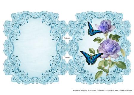 Aqua Strip Card Mini Kit - Blue Butterflies