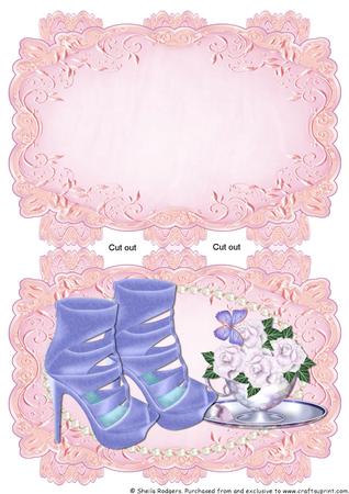 Pink Strip Card - Velvet Boots and Roses