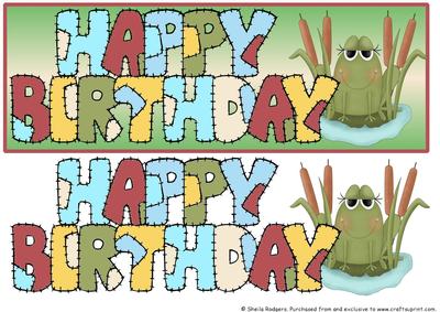 Patchwork Birthday Frog in Bullrushes