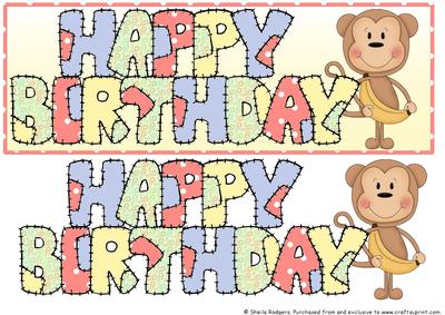 Patchwork Birthday Monkey with Banana