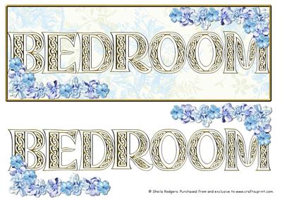 Room Sign - Bedroom with Blue Flowers