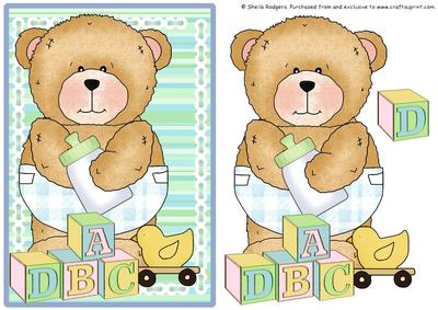 Building Blocks - Baby Boy Teddy with Bottle