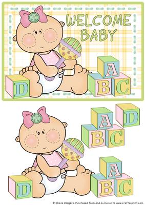 Building Blocks - Baby Girl with Rattle
