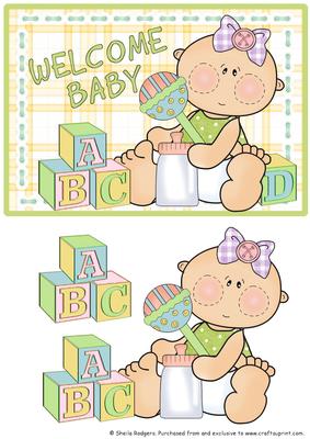 Building Blocks - Baby Girl with Rattle