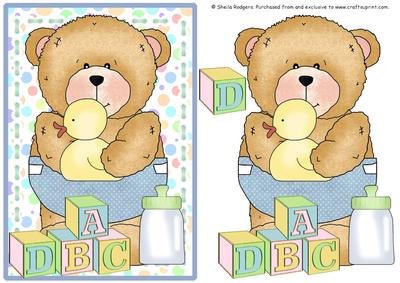 Building Blocks - Baby Boy Teddy with Yellow Duck
